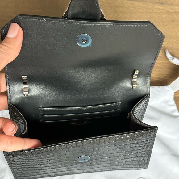 PARIS CROC-EMBOSSED LEATHER MINI BAG IN BLACK - Picture 11 of 13